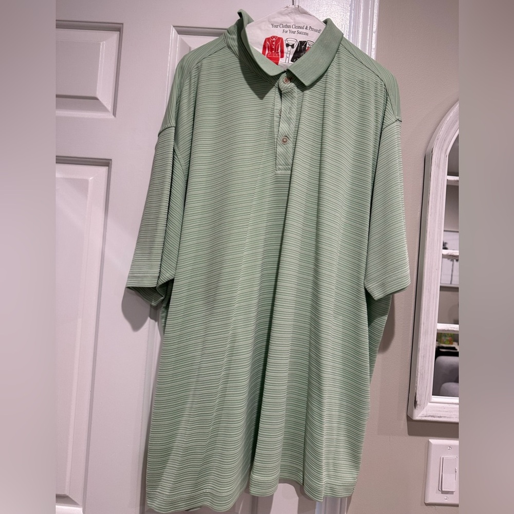 Tommy Bahama Men’s Short Sleeve Polo Green Striped Size XXL 2X
